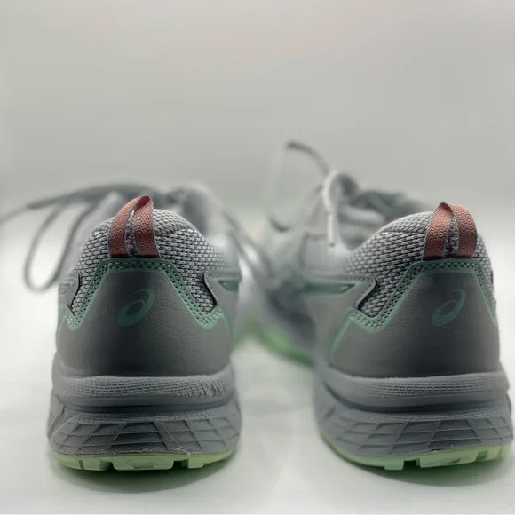 Asics Women's Athletic Shoes in Light Gray with Mint and Coral Accents - Picture 6 of 7